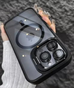 3GIV Magnetic Shockproof Transparent Case with Metal Bracket & Lens Protectors, Magsafe-Compatible, for iPhone 13 - 16 Devices