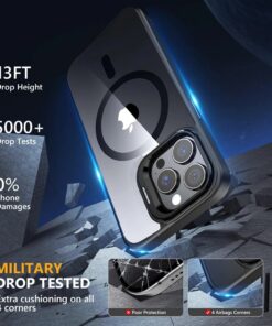 Alternative view of 3GIV Magnetic Shockproof Transparent Case with Metal Bracket & Lens Protectors, Magsafe-Compatible, for iPhone 13 - 16 Devices