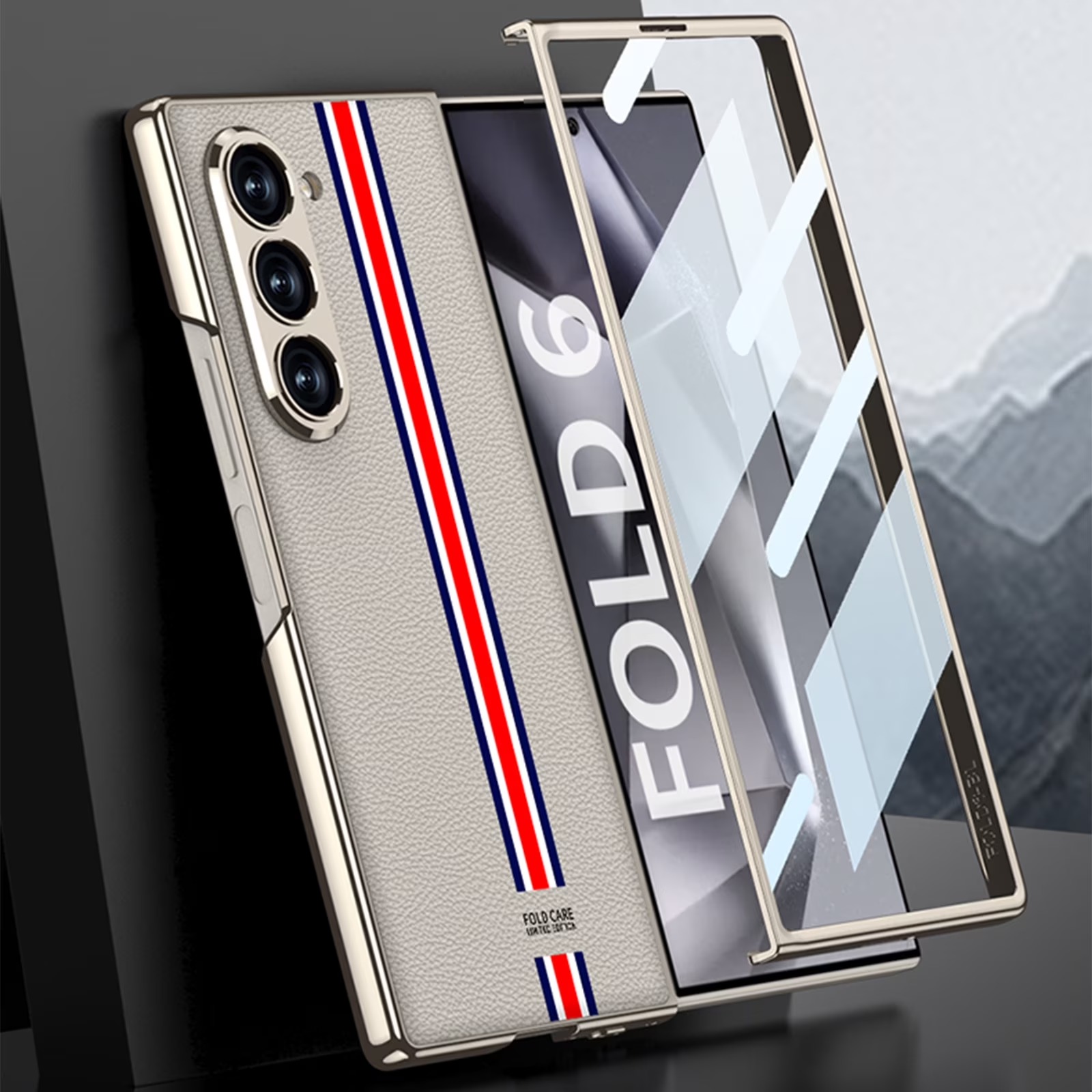 Luxury Stripe Leather Slim Case for Samsung Galaxy Z Fold 6 & 7 - Image 8