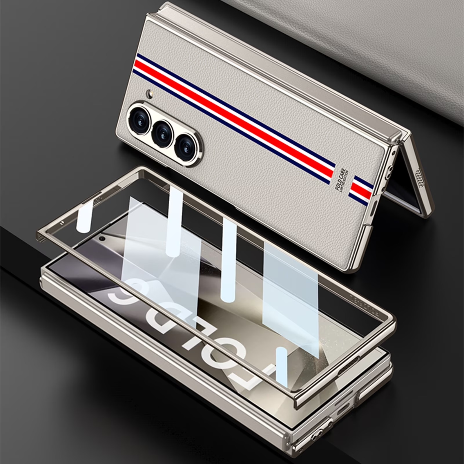 Luxury Stripe Leather Slim Case for Samsung Galaxy Z Fold 6 & 7 - Image 12