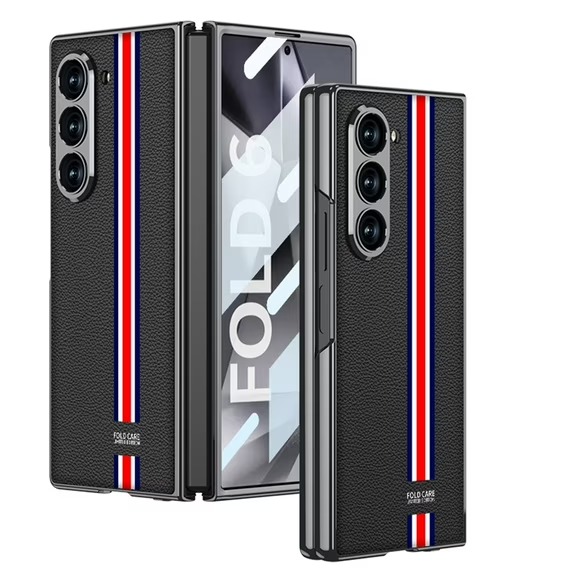 Luxury Stripe Leather Slim Case for Samsung Galaxy Z Fold 6 & 7