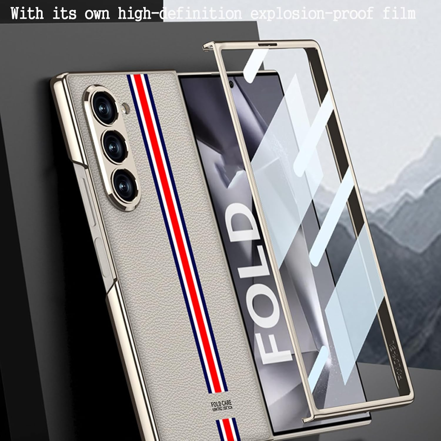 Luxury Stripe Leather Slim Case for Samsung Galaxy Z Fold 6 & 7 - Image 7