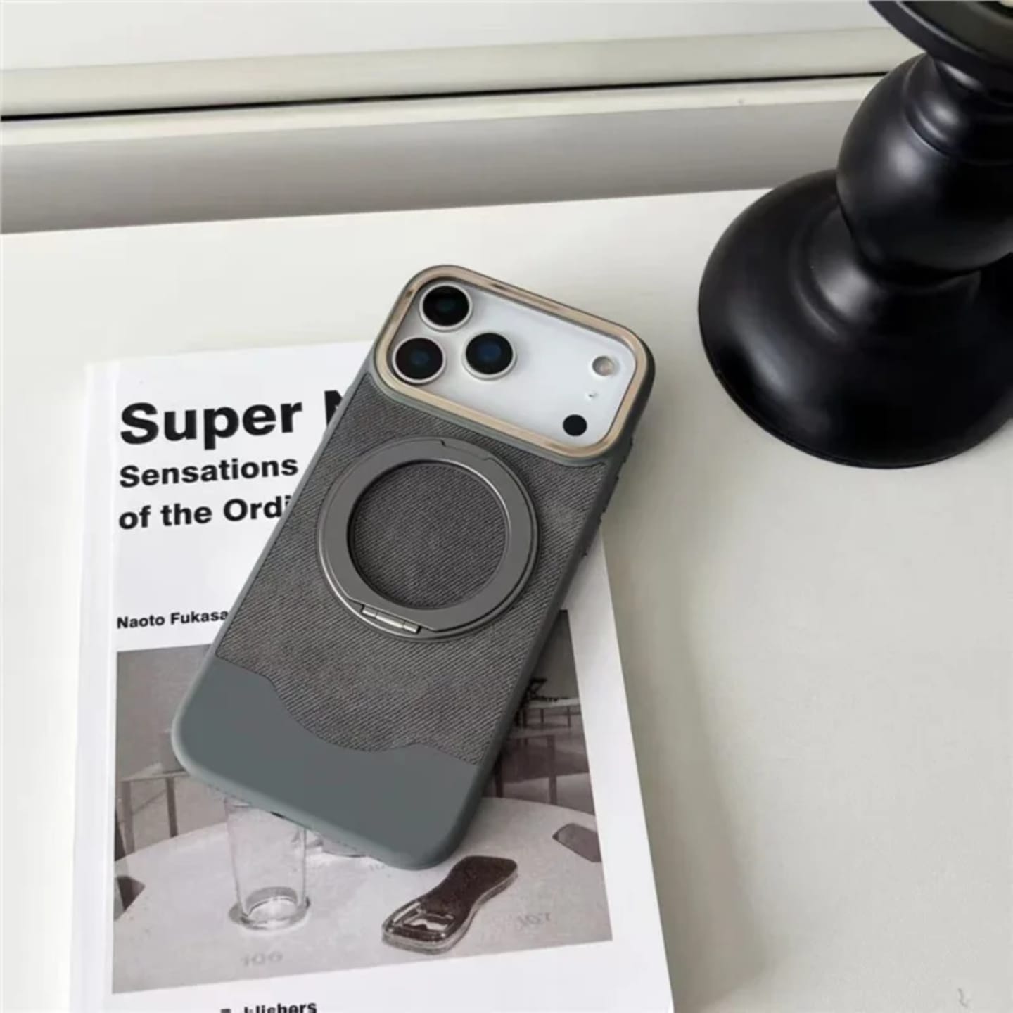 MagRing PU Leather Soft Touch Magnetic Stand Case for iPhone 17 Pro Max - Image 7