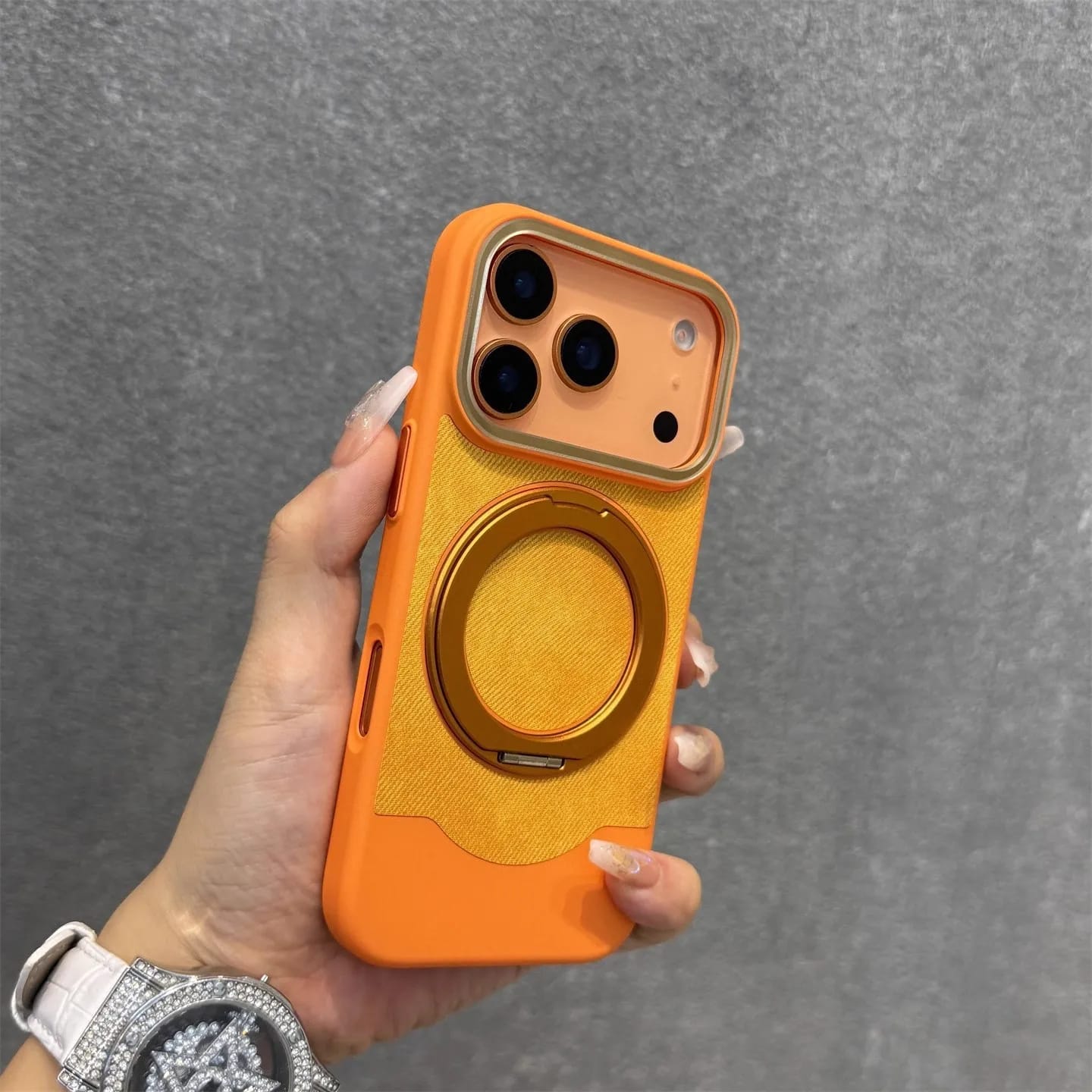 MagRing PU Leather Soft Touch Magnetic Stand Case for iPhone 17 Pro Max - Image 6