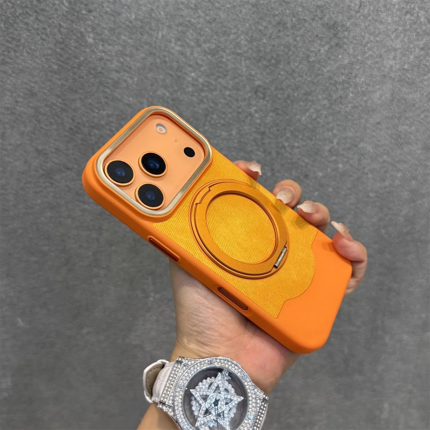 MagRing PU Leather Soft Touch Magnetic Stand Case for iPhone 17 Pro Max - Image 3
