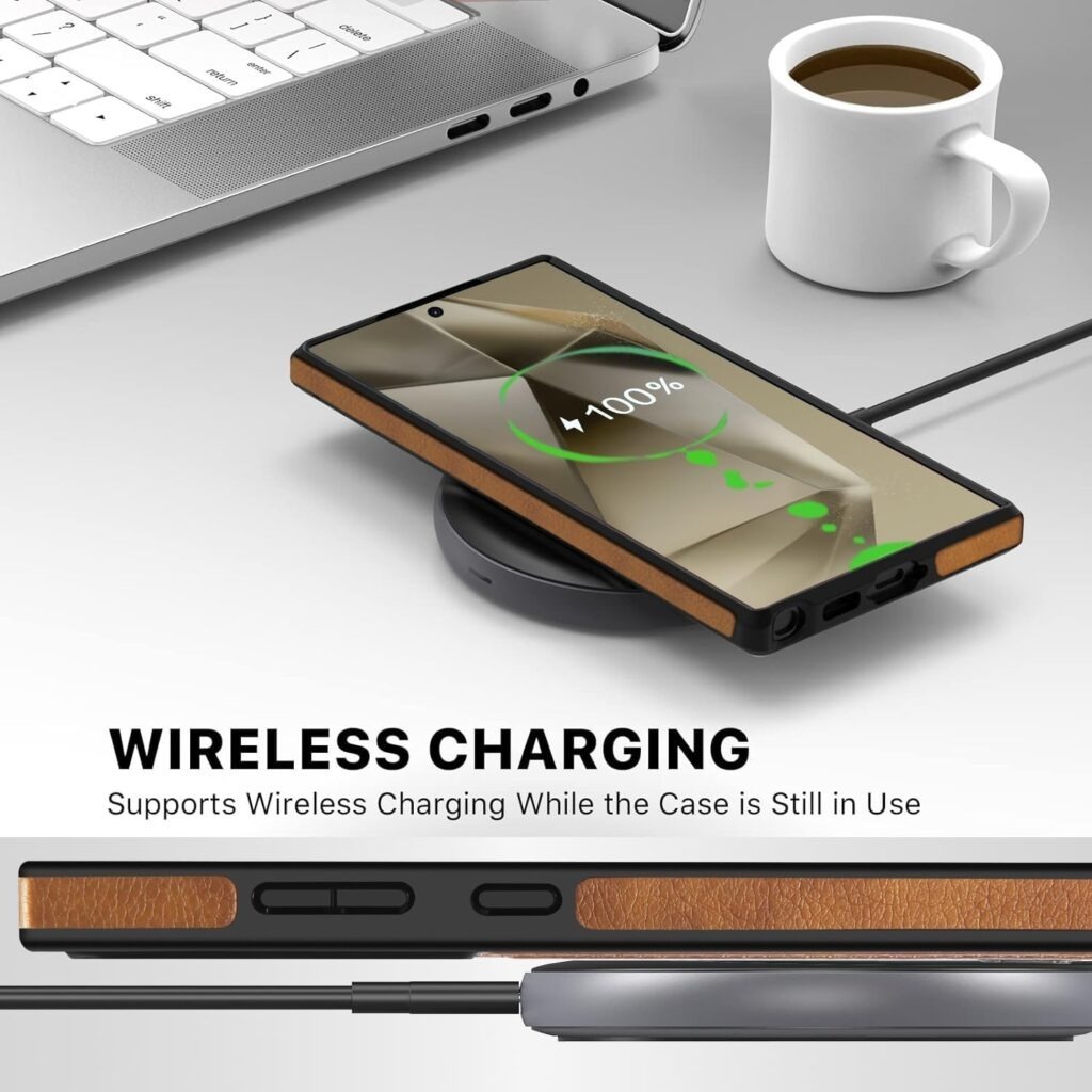 Luxury Retro Leather Back Cover With Invisible Stand Magnetic Wireless Charging Case For Samsung Galaxy S23 Ultra, S24 Ultra & S25 Ultra - Image 11