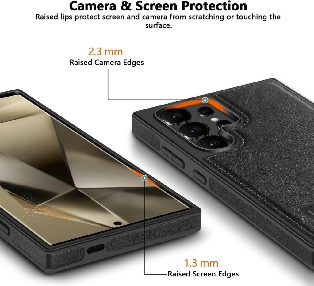 Luxury Retro Leather Back Cover With Invisible Stand Magnetic Wireless Charging Case For Samsung Galaxy S23 Ultra, S24 Ultra & S25 Ultra - Image 15