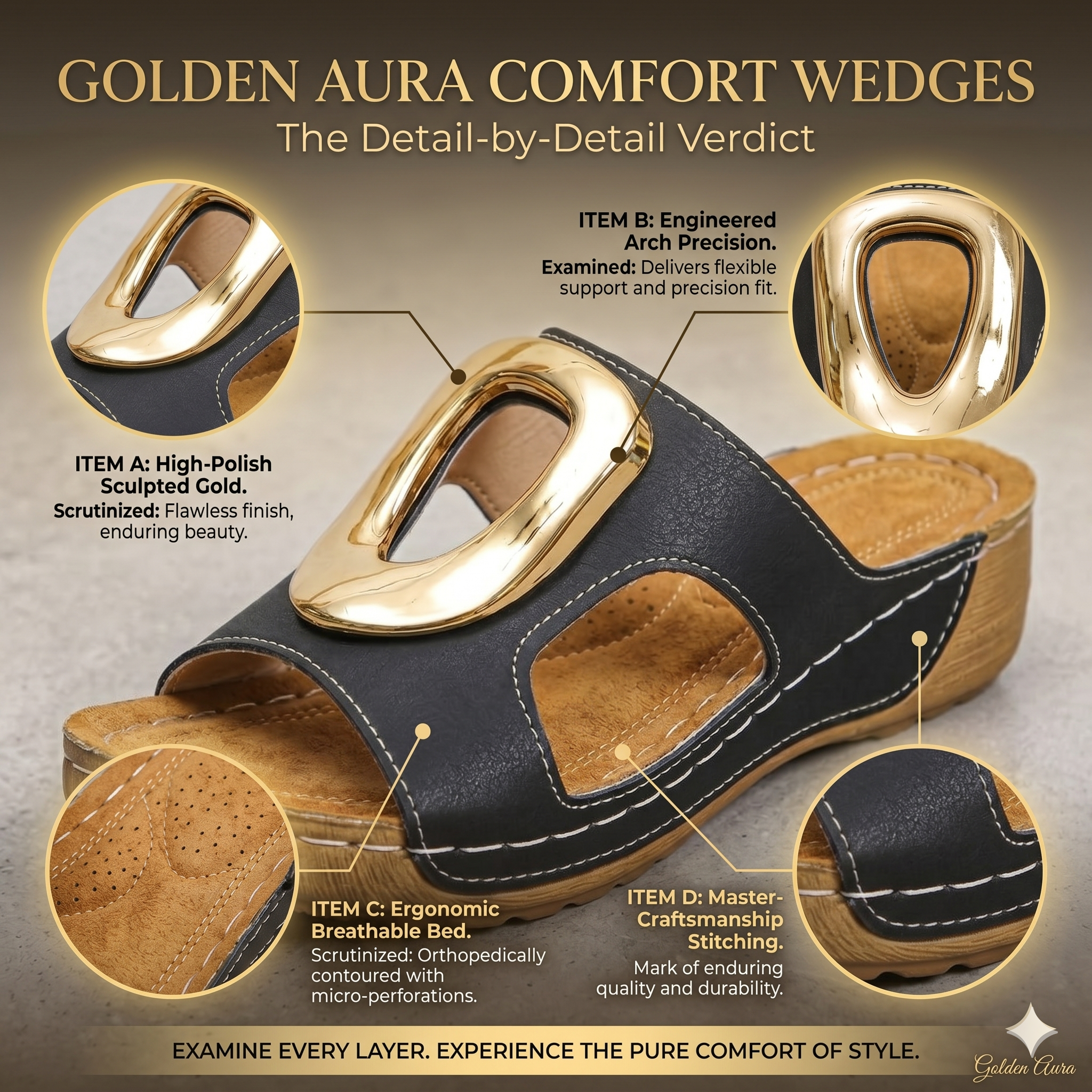 Golden Aura Comfort Wedges - Image 3