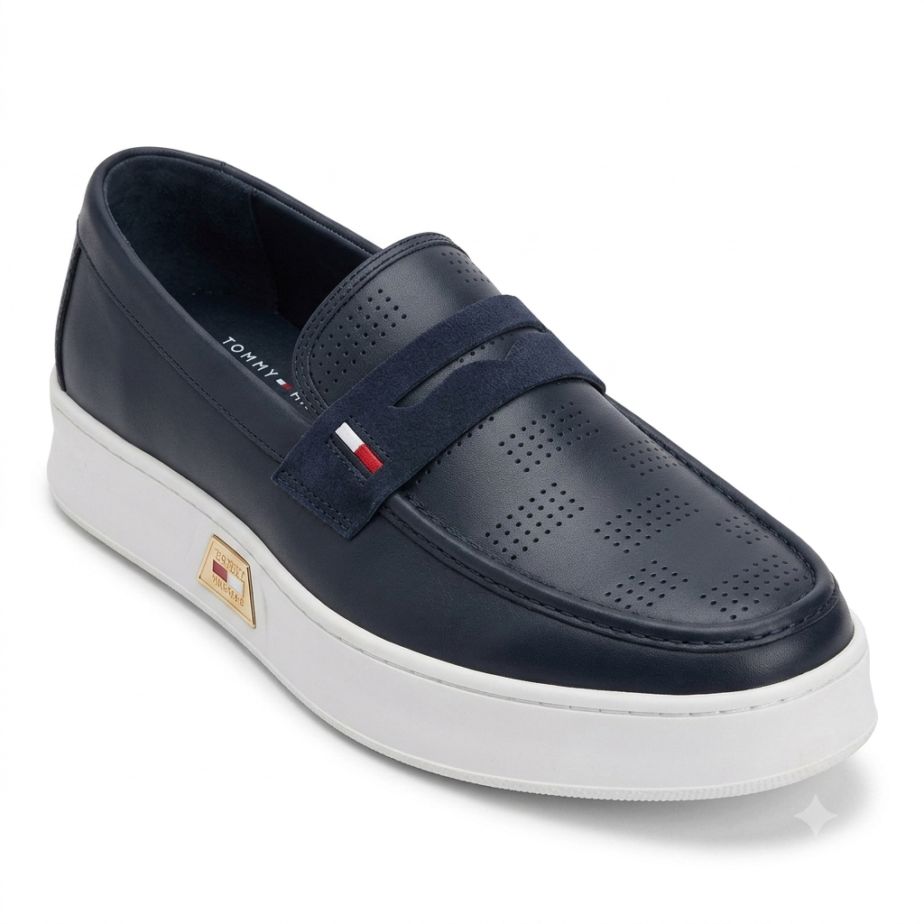 Men's Premium Leather Penny Loafers – Smart Casual Slip-On Platform Shoes
