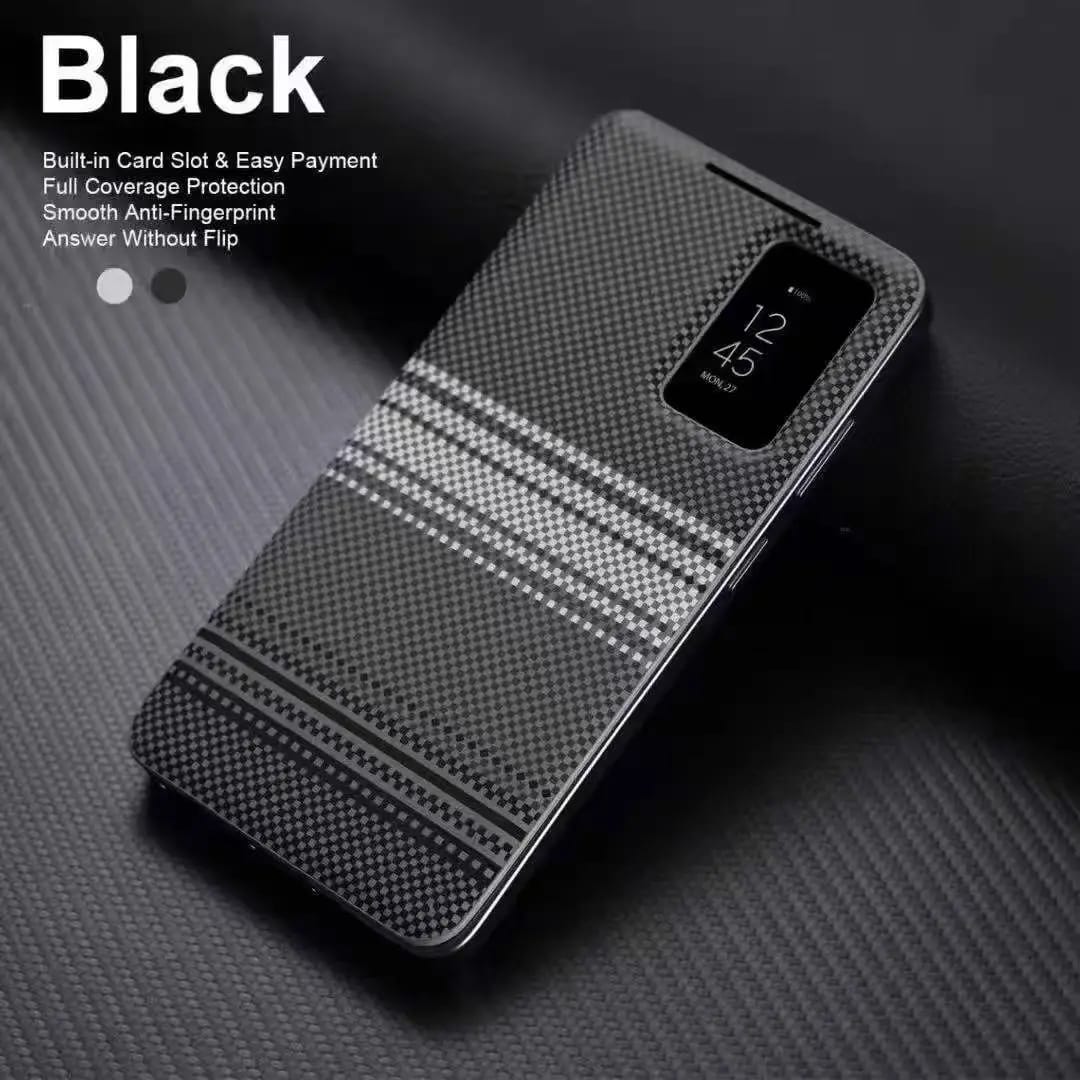Horizon Series Textured Leather Smart Flip Cover – Built-in Card Wallet & Interactive View Window