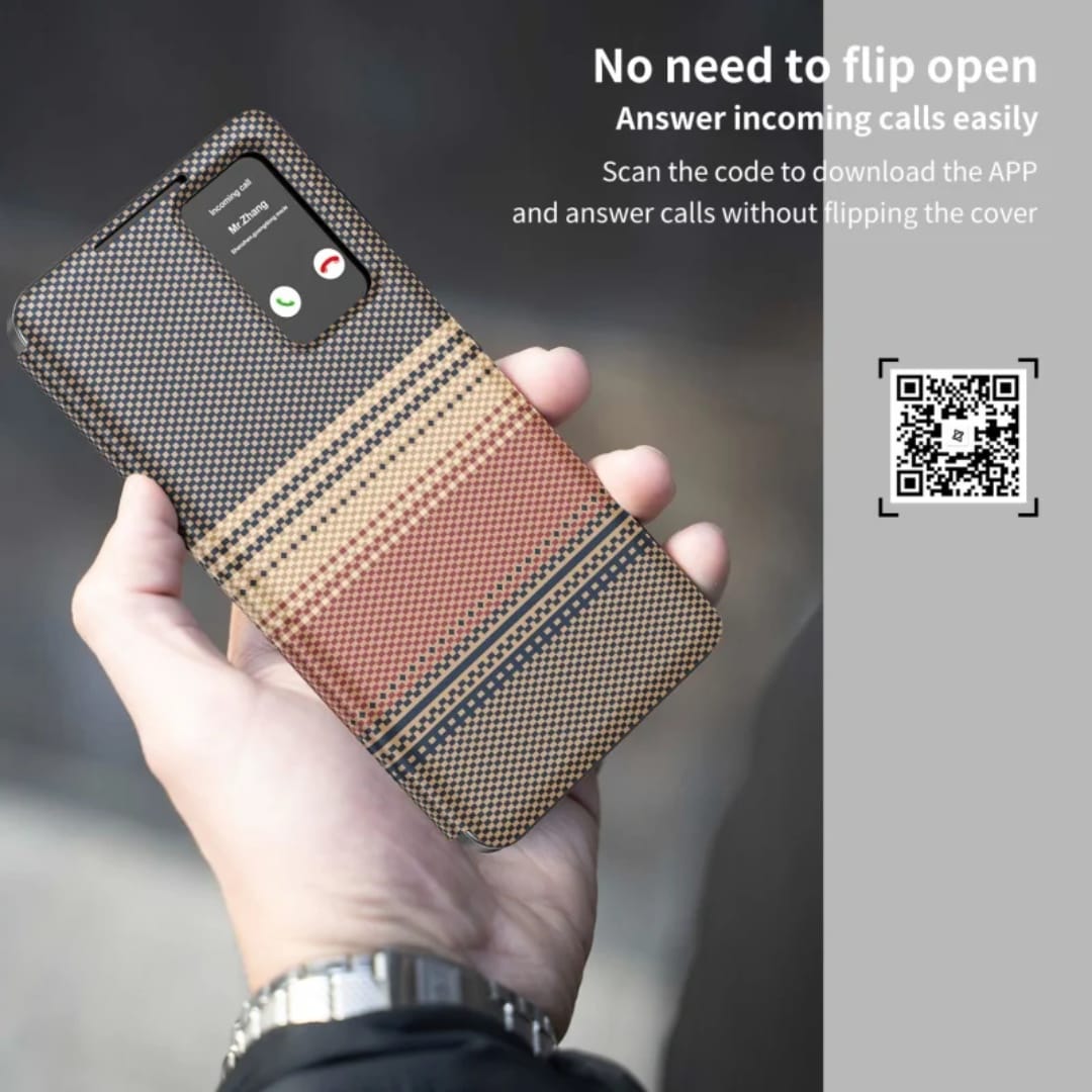 Horizon Series Textured Leather Smart Flip Cover – Built-in Card Wallet & Interactive View Window - Image 14