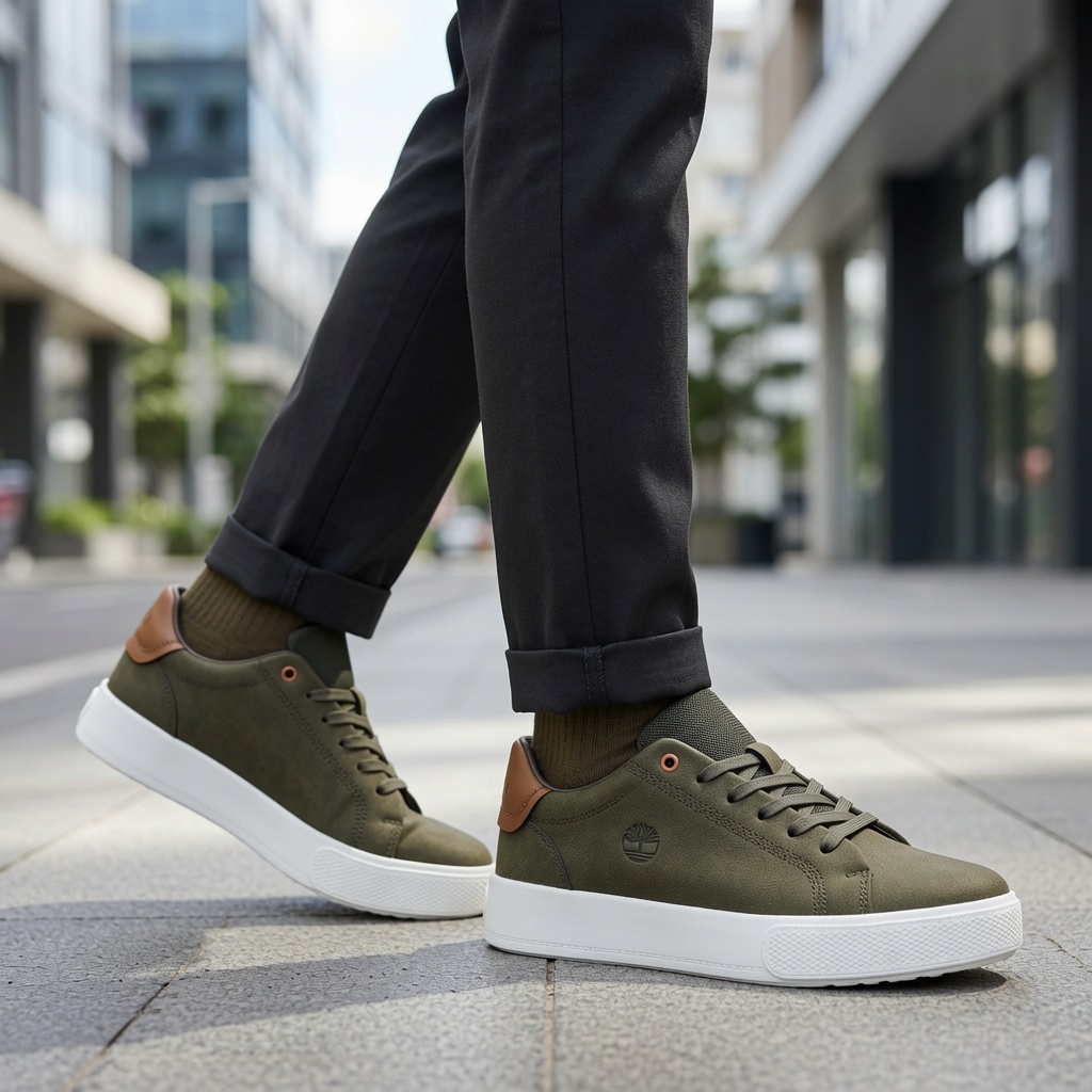 TL Men's Premium Leather Casual Sneakers – Black | Gray | Olive Green - Image 6