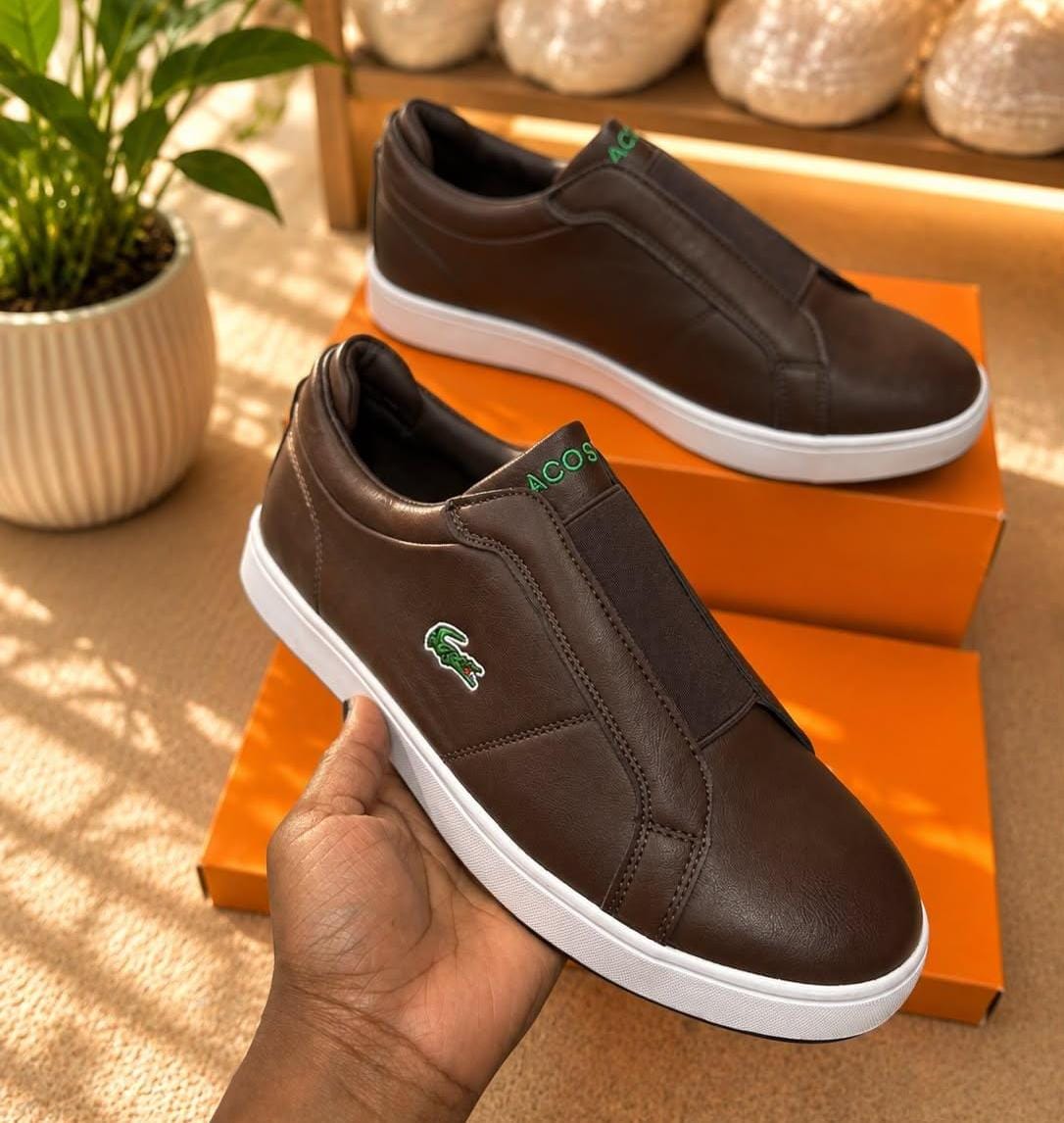 Men's Minimalist Leather Slip-On Walking Sneakers - Image 3